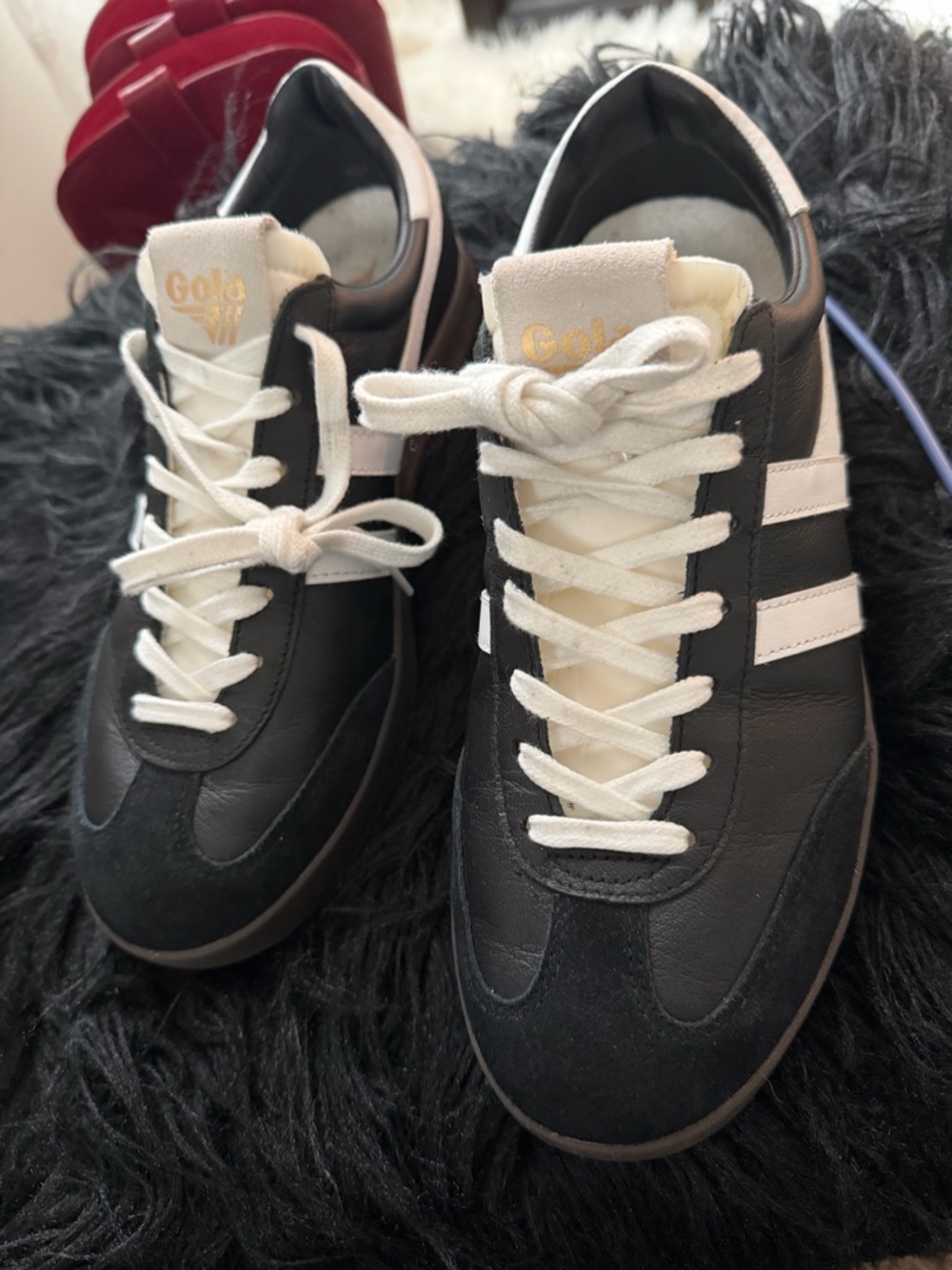 Gola Two-Tone Black and White Trainer with Gold Logo 🔥 Size 10